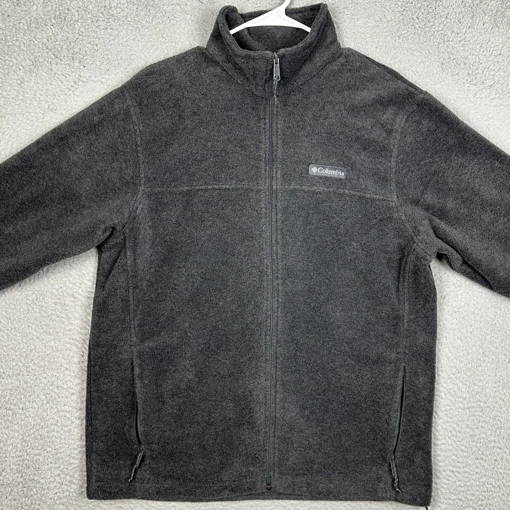 Columbia Jacket Mens Large Steens Mountain Full Zip Grey Fleece Mock Neck Logo